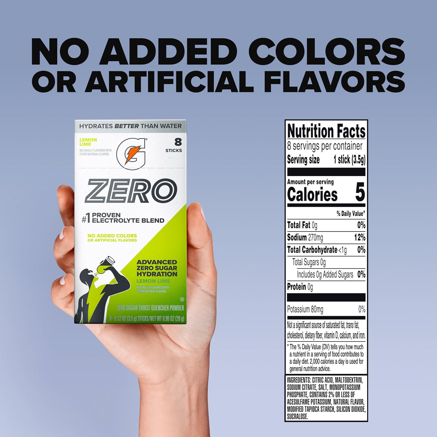 Gatorade Zero Sugar Powder, Lemon Lime, (32 Servings)