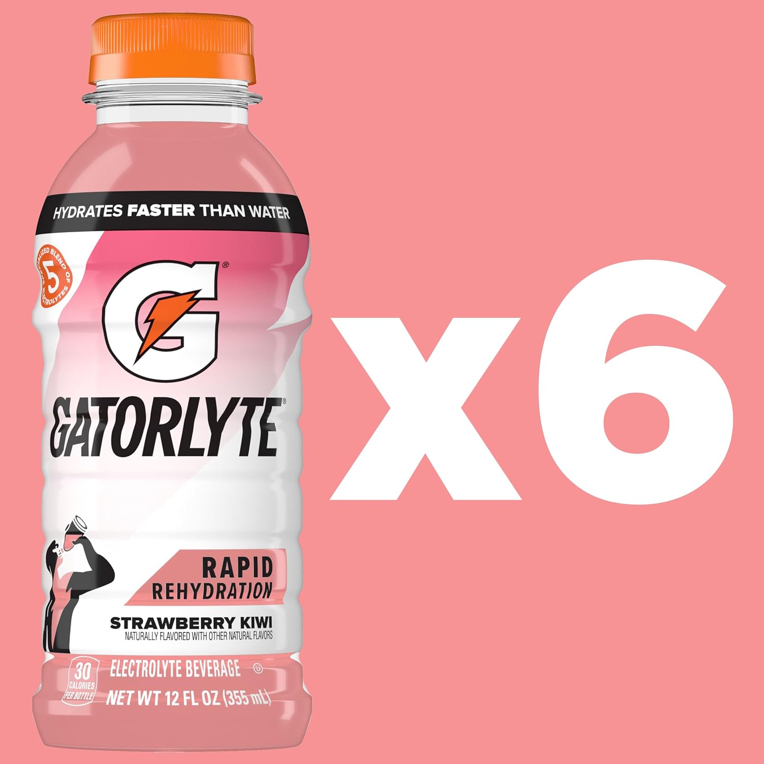 Gatorlyte Electrolyte Drink, Strawberry Kiwi, 12 fl oz Bottles (6 Pack)