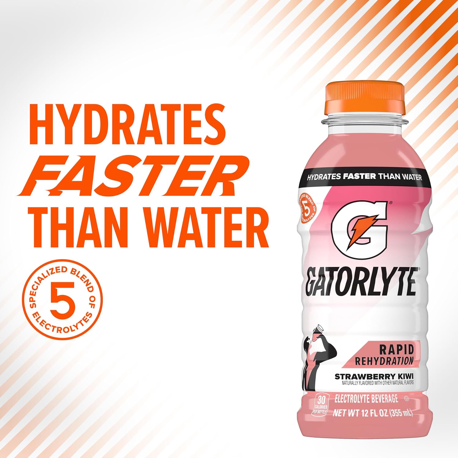 Gatorlyte Electrolyte Drink, Strawberry Kiwi, 12 fl oz Bottles (6 Pack)