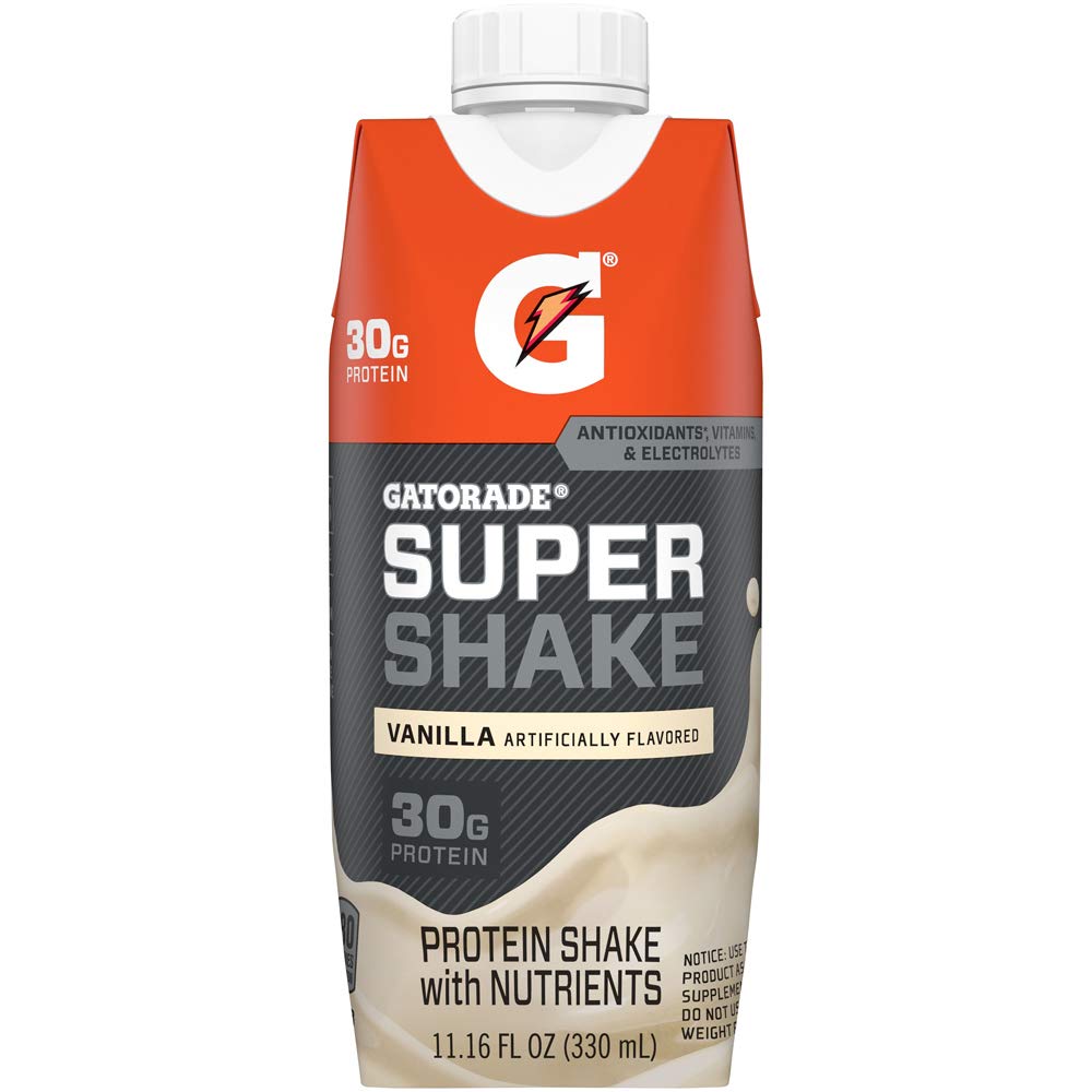 Gatorade Super Shake, Vanilla, 30g Protein, 11.16 Fl oz Carton, Pack of 4