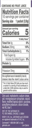 Gatorade G Zero Powder, Grape, 0.10oz, Pack of 10