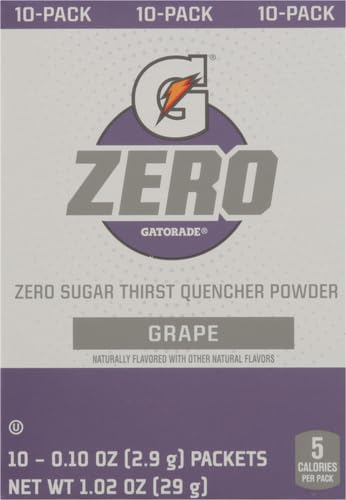 Gatorade G Zero Powder, Grape, 0.10oz, Pack of 10