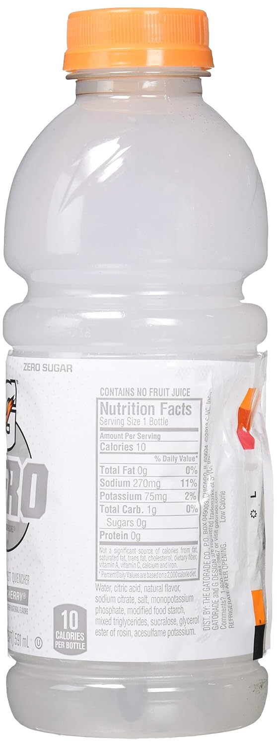 Gatorade Zero Glacier Cherry Thirst Quencher, 20 Fl Oz Bottle