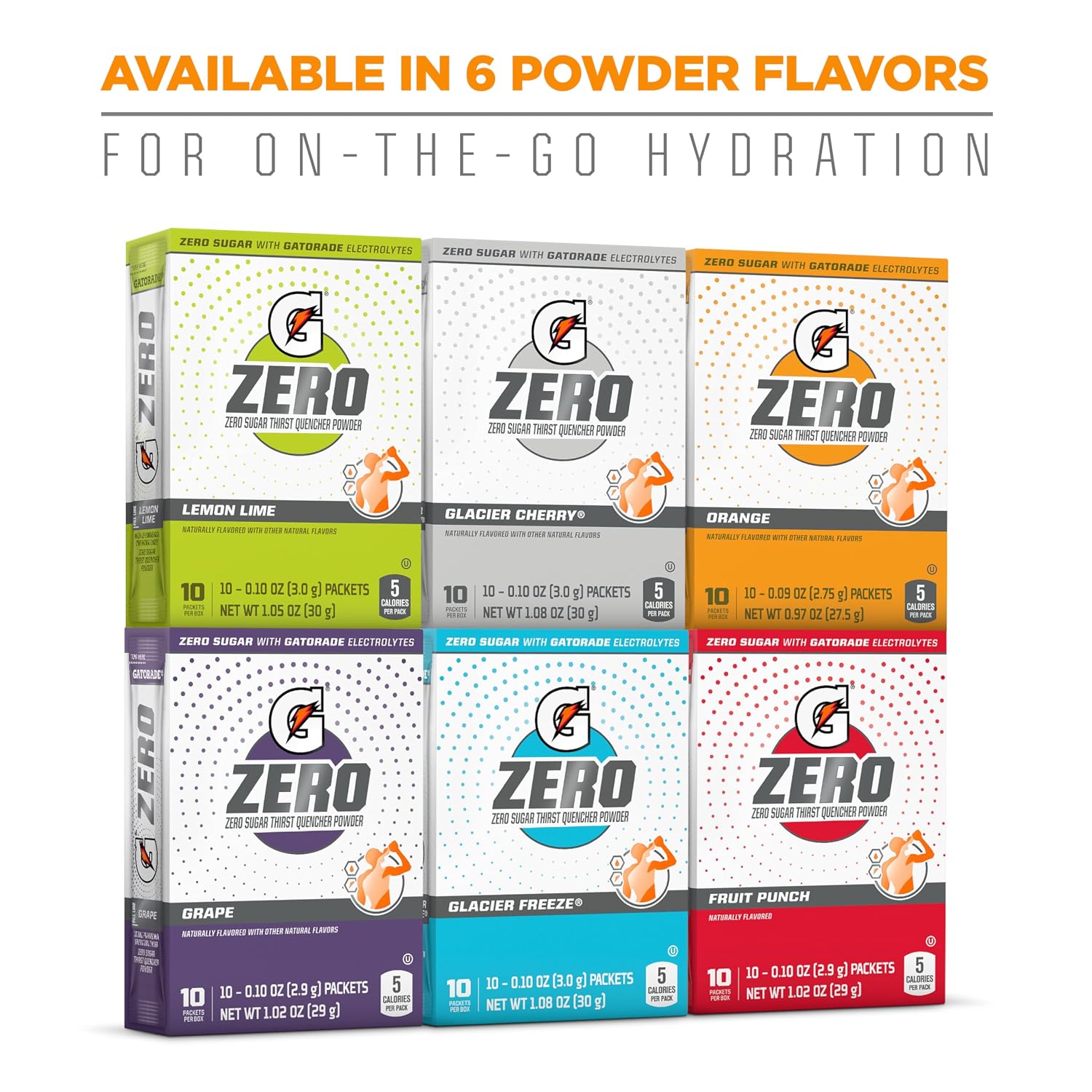 Gatorade - Sports Drinks G Zero Powder Packets Glacier Freeze, 0.10 Ounce(Pack of 10)