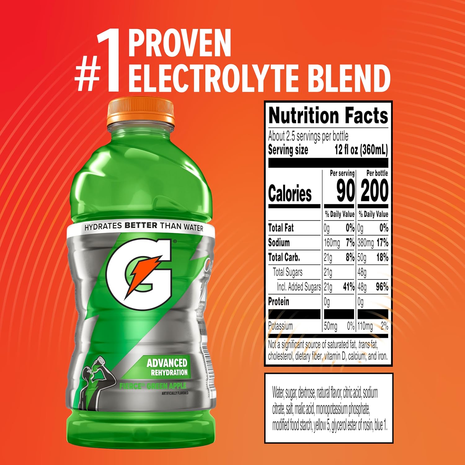 Gatorade Fierce Green Apple Thirst Quencher, 28 Fl Oz Bottle
