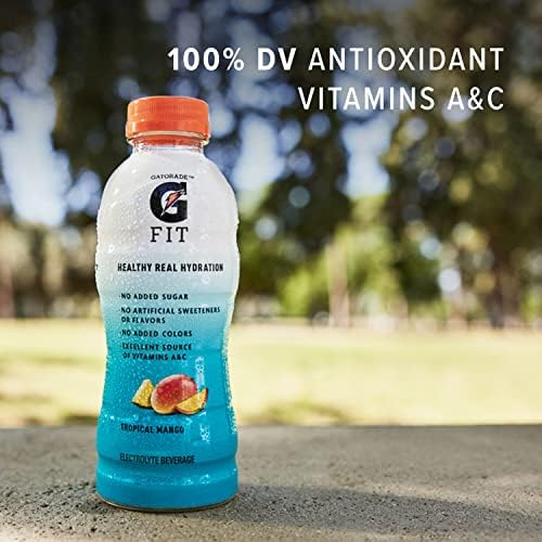 Gatorade Fit Electrolyte Beverage, Healthy Real Hydration, Tropical Mango, 16.9.oz Bottles (12 Pack)