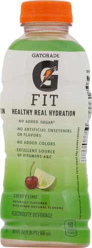 Gatorade Fit Cherry Lime Electrolyte Beverage, 16.9 Fl Oz Bottles, 12 Pack