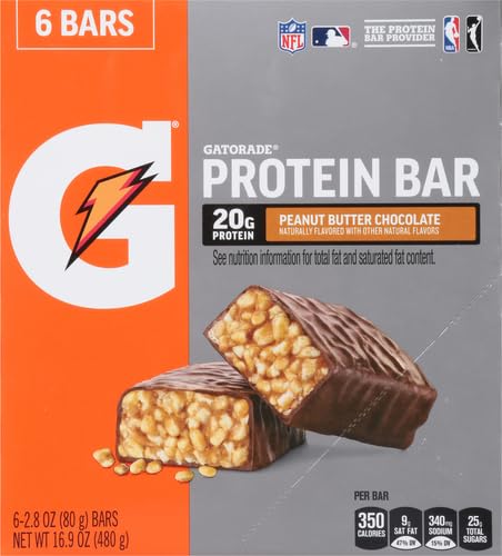 Gatorade Whey Protein Bars Peanut Butter Chocolate, 2.8 Oz, 6 Ct
