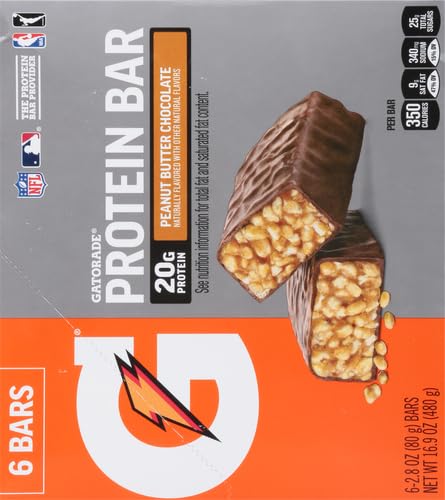 Gatorade Whey Protein Bars Peanut Butter Chocolate, 2.8 Oz, 6 Ct