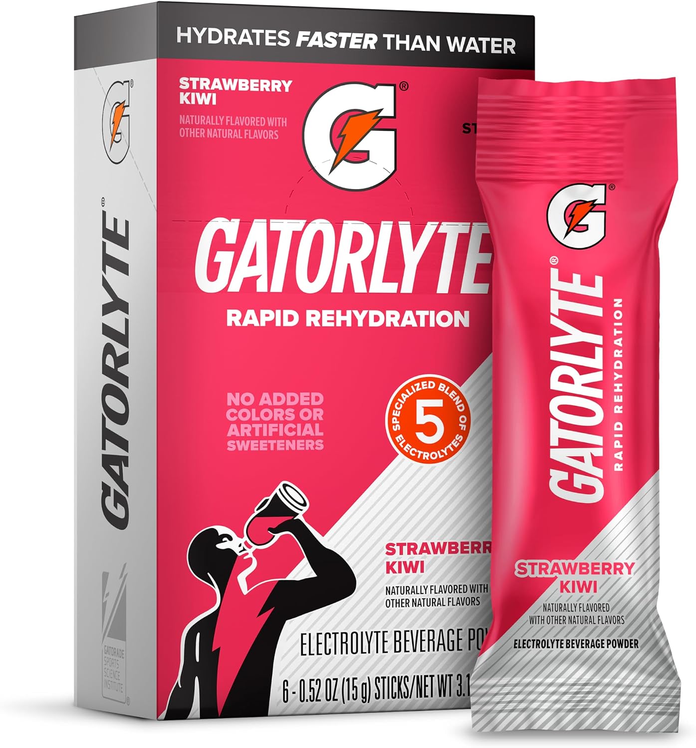 Gatorlyte Powder Strawberry Kiwi, 16.9oz (Pack of 6)
