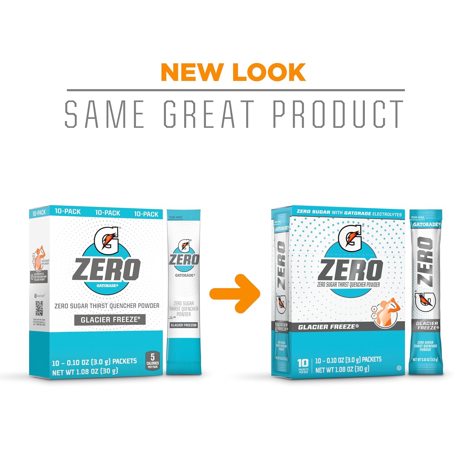 Gatorade G Zero Sports Drink Mix Powder Packets, Glacier Freeze, Electrolyte Powder Drink Mix for Hydration, Zero Sugar, Total 120 Packets
