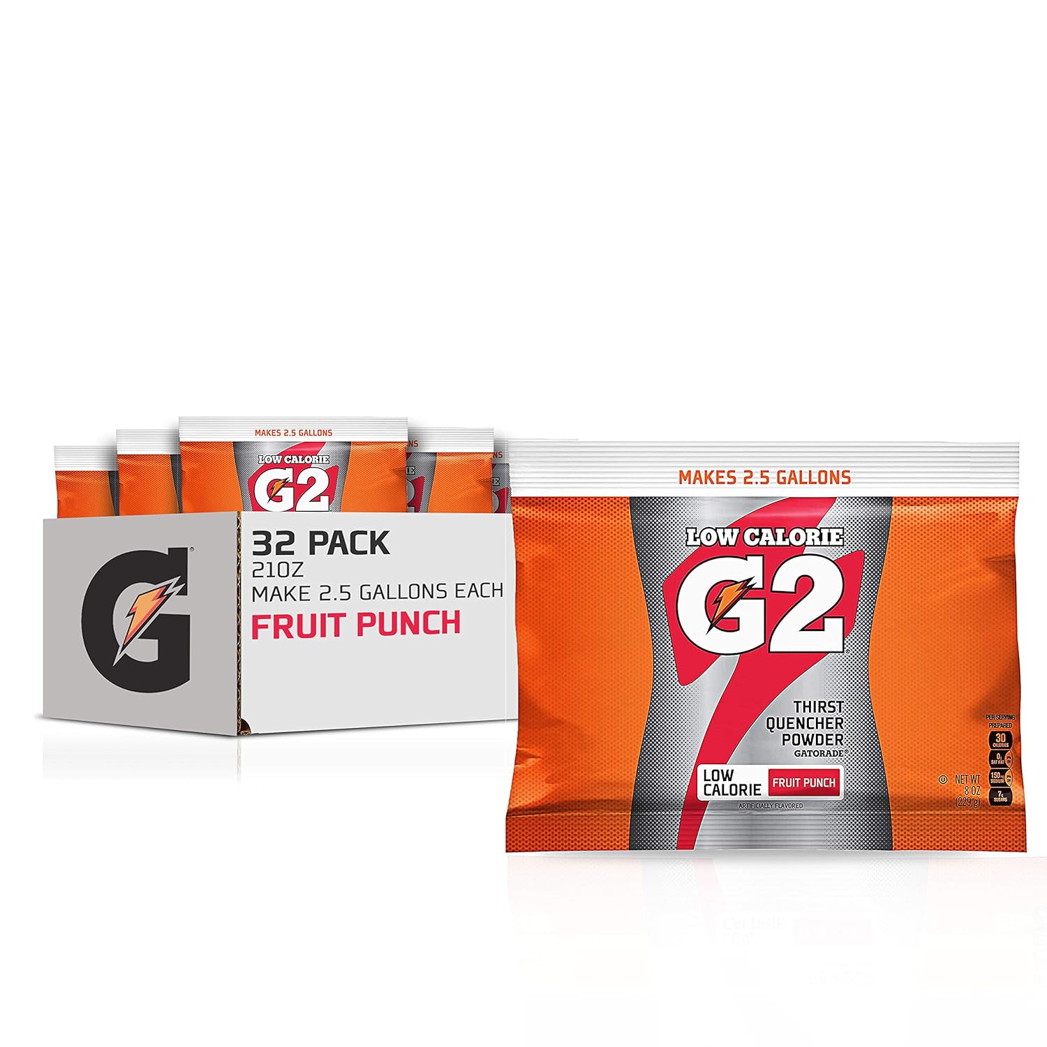 Gatorade - 3944 Powder Variety Pack (Lemon-Lime, Orange, Fruit Punch, Riptide Rush), 21-Ounce Pouches (Pack of 32)