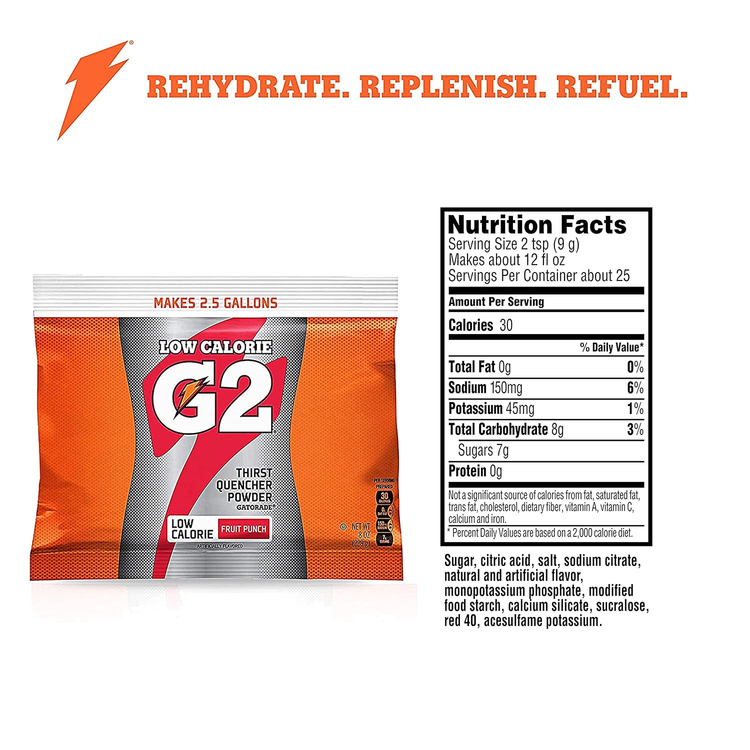 Gatorade - 3944 Powder Variety Pack (Lemon-Lime, Orange, Fruit Punch, Riptide Rush), 21-Ounce Pouches (Pack of 32)