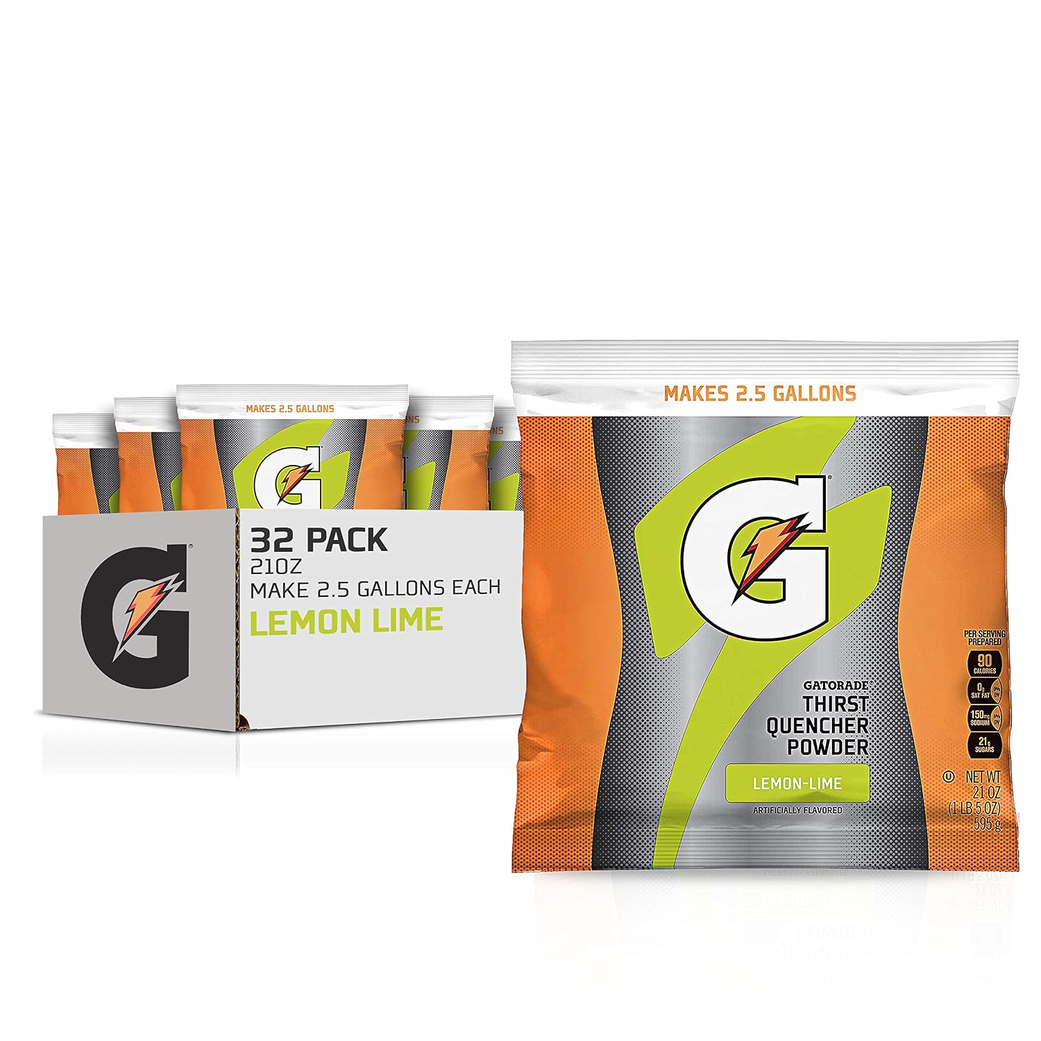 Gatorade - 3944 Powder Variety Pack (Lemon-Lime, Orange, Fruit Punch, Riptide Rush), 21-Ounce Pouches (Pack of 32)
