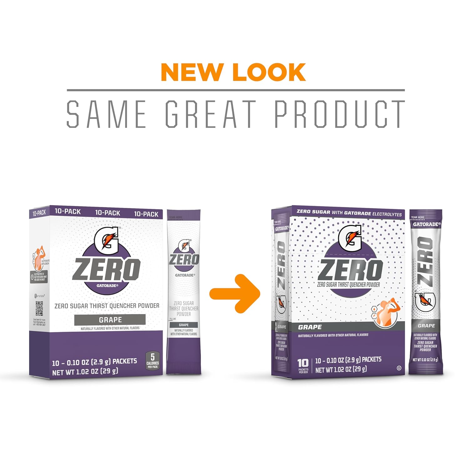 Gatorade G Zero Sports Drink Mix Powder Packets, Grape, Electrolyte Powder Drink Mix for Hydration, Zero Sugar, Total 120 Packets