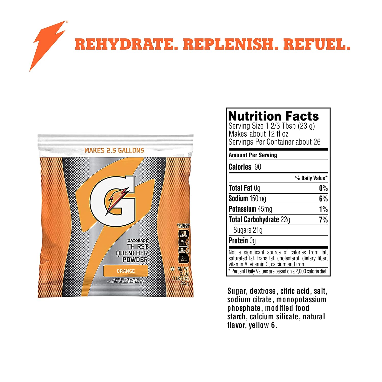 Gatorade - 3944 Powder Variety Pack (Lemon-Lime, Orange, Fruit Punch, Riptide Rush), 21-Ounce Pouches (Pack of 32)