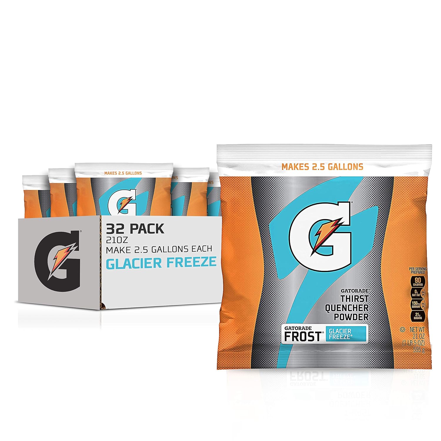 Gatorade Instant Powder, Glacier Freeze, 21 Ounce (Pack of 32)