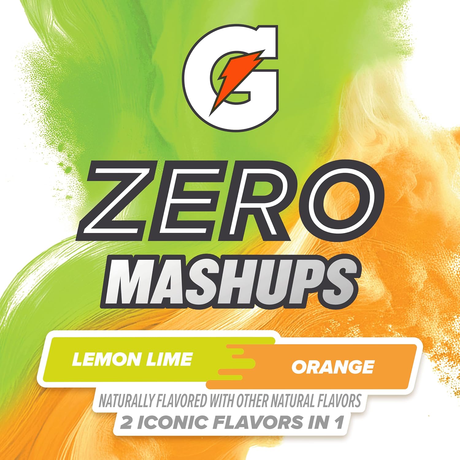 Gatorade Zero Sugar Electrolyte Powder Drink Mix, Mashups Lemon Lime-Orange, (32 Servings), No Artificial Flavors, No Added Colors, Zero Sugar, Sports Drinks, Hydration, Electrolyte Drink