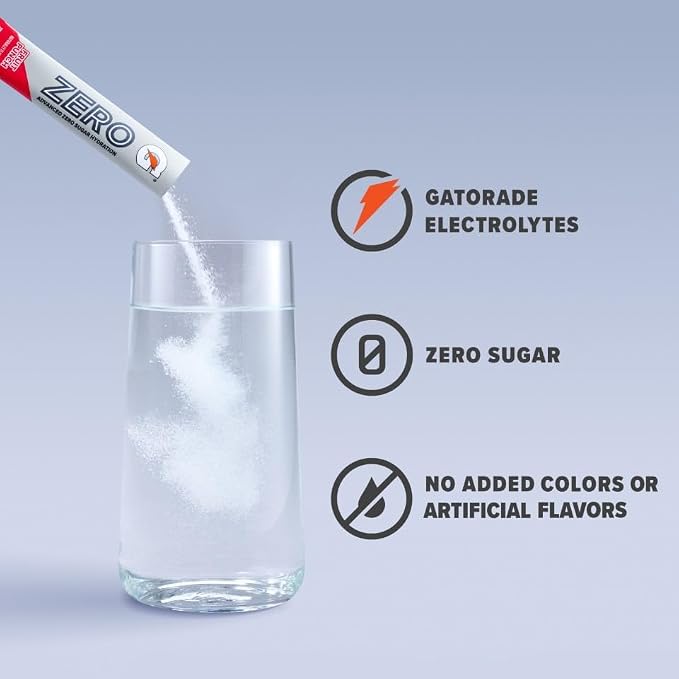 Gatorade Zero Sugar Electrolyte Powder Drink Mix, Mashups Glacier Freeze-Fruit Punch, (96 Servings), No Artificial Flavors, No Added Colors, Zero Sugar, Sports Drinks, Hydration, Electrolyte Drink