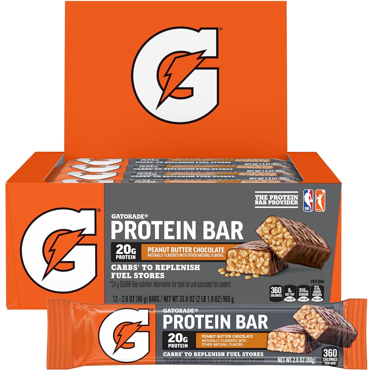 Gatorade Whey Protein Recover Bars, Peanut Butter Chocolate, 2.8 ounce bars (Pack of 12)