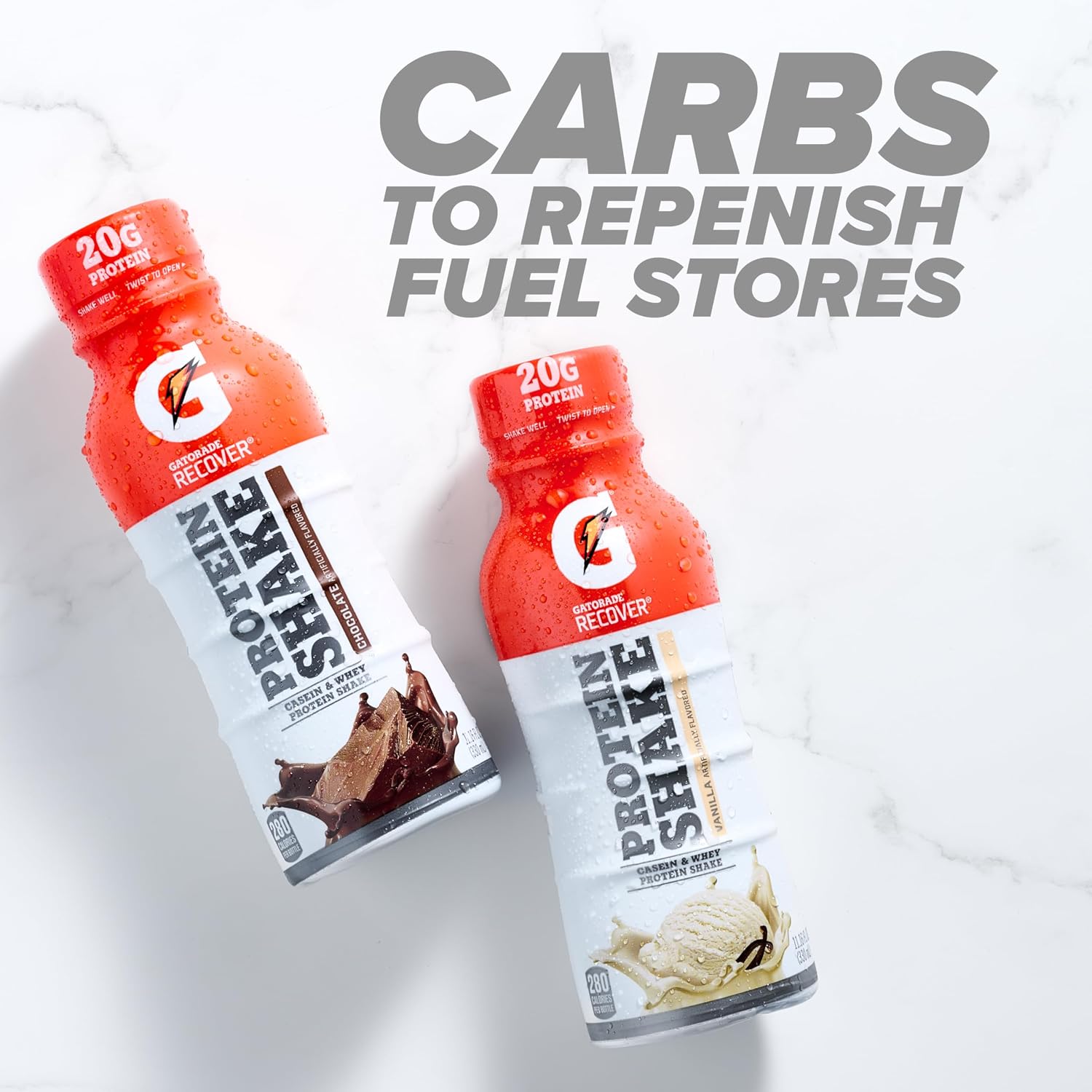 Gatorade Recover Protein Shake, Chocolate, 20g Protein, 11.6 fl oz Plastic Bottle, Pack of 12