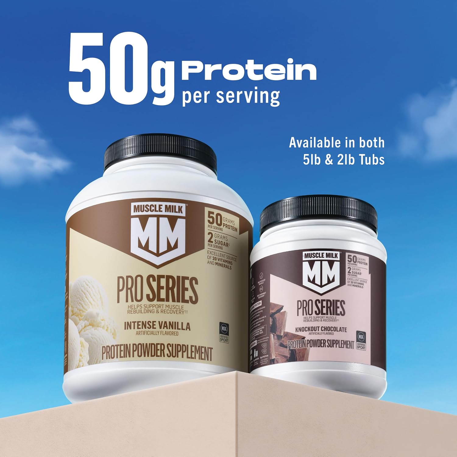 Muscle Milk Pro Series Protein Powder Supplement,Knockout Chocolate,2 Pound,11 Servings,50g Protein,3g Sugar,20 Vitamins & Minerals,NSF Certified for Sport,Workout Recovery,Packaging May Vary