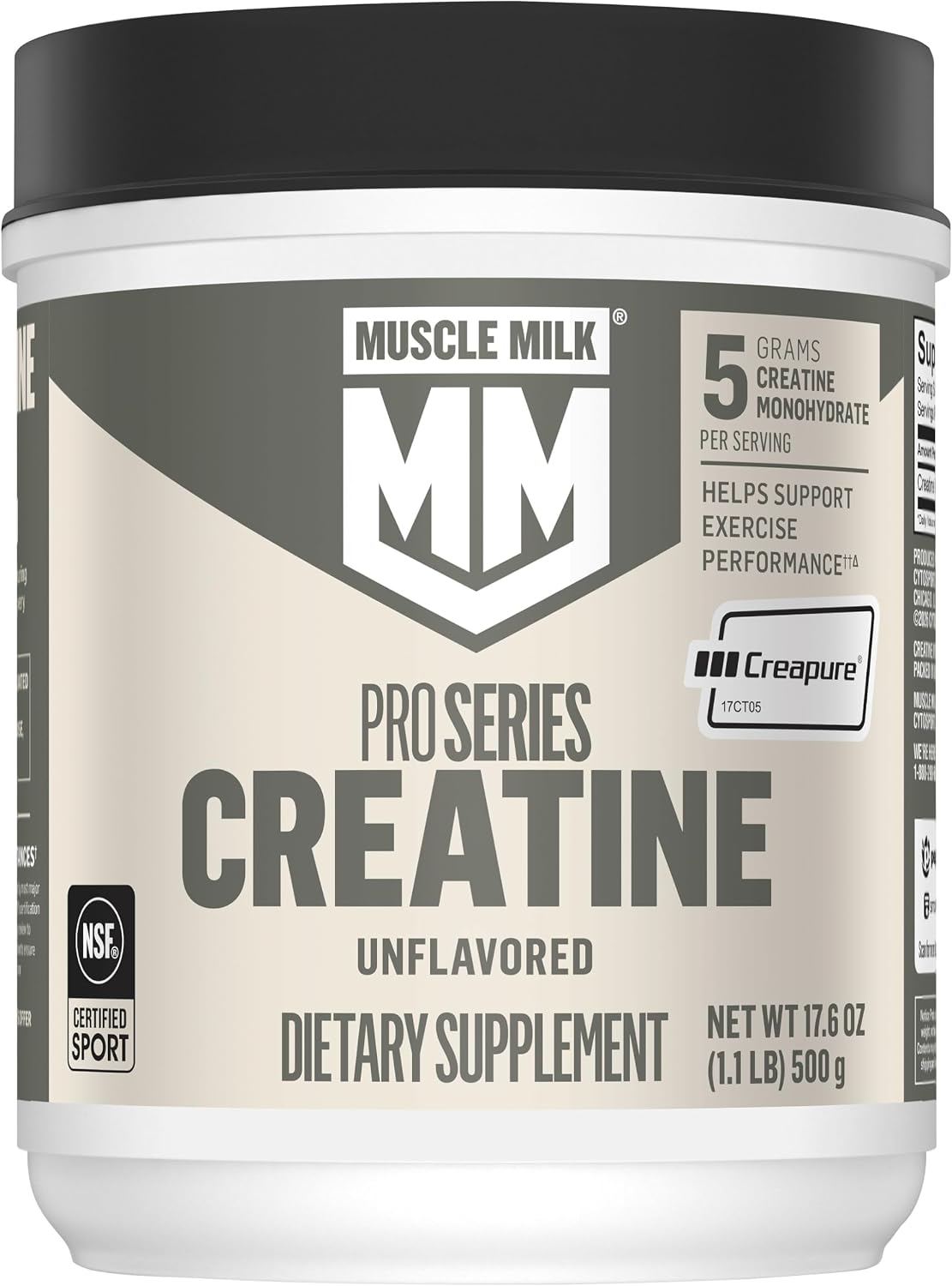 Muscle Milk Pro Series Creatine Powder Supplement, Unflavored, 1.1 Pound, 100 Servings, 5g Creatine Monohydrate, NSF Certified for Sport, Packaging May Vary