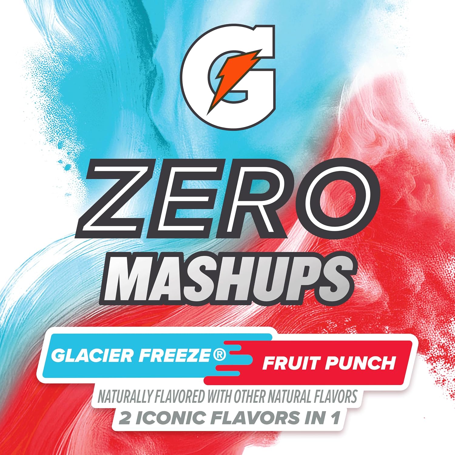 Gatorade Zero Sugar Electrolyte Powder Drink Mix, Mashups Glacier Freeze-Fruit Punch, (32 Servings), No Artificial Flavors, No Added Colors, Zero Sugar, Sports Drinks, Hydration, Electrolyte Drink