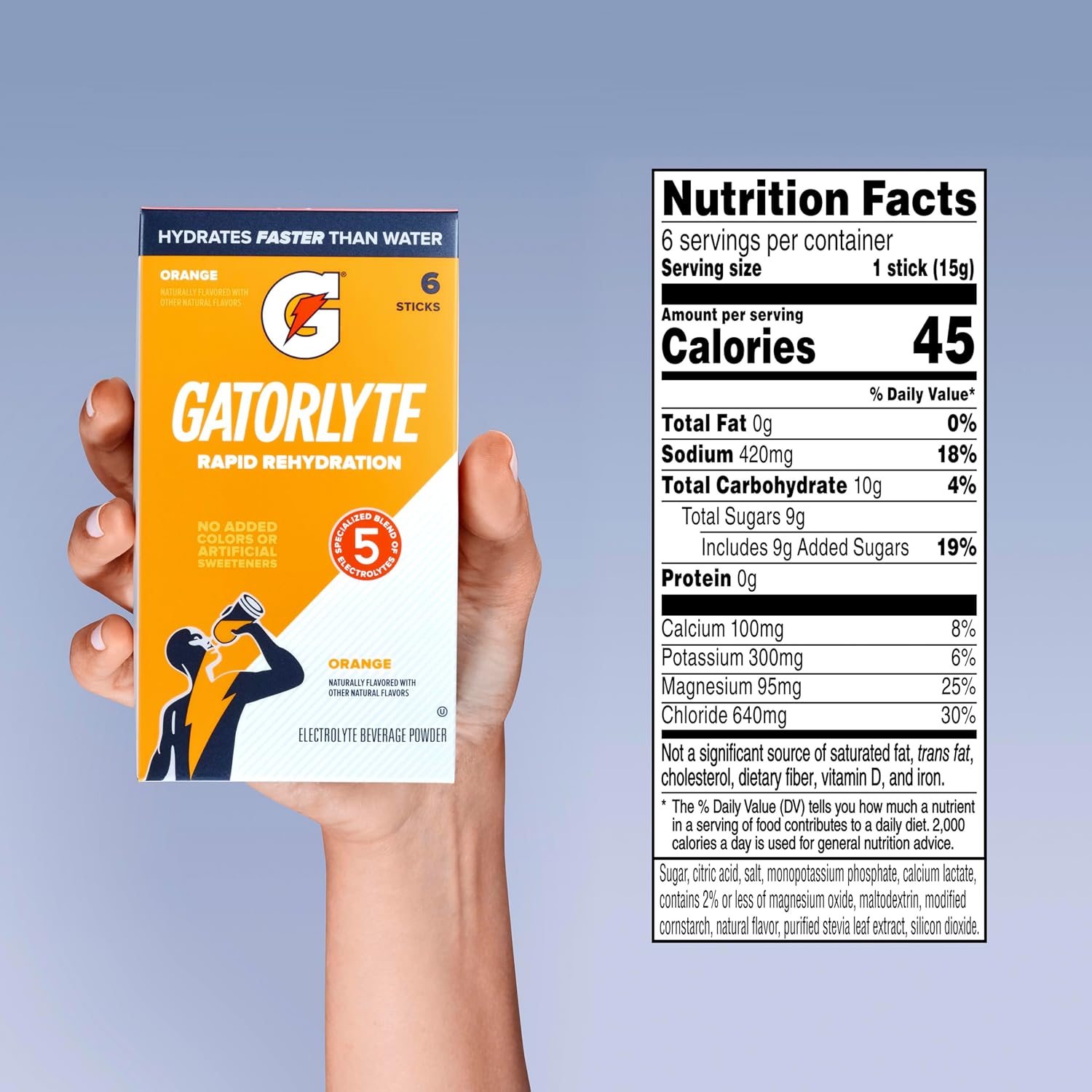 Gatorlyte Powder Orange, 16.9oz (Pack of 6)